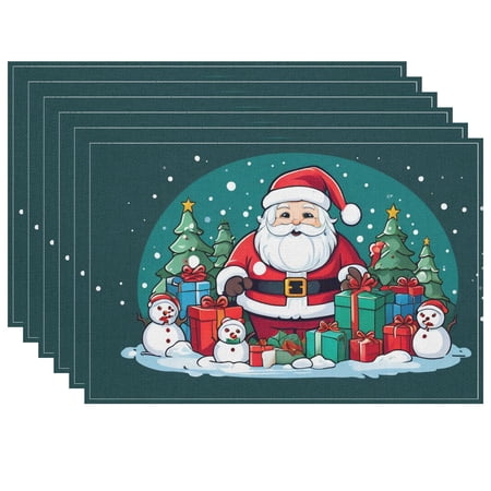 Christmas Placemat for Cafe Home Deco, Christmas Gifts Christmas Ornament, Small Christmas Decoration Icons Santa Claus Snowmen Christmas DecorationChristmas Decorations 6PCS 17.7x13in