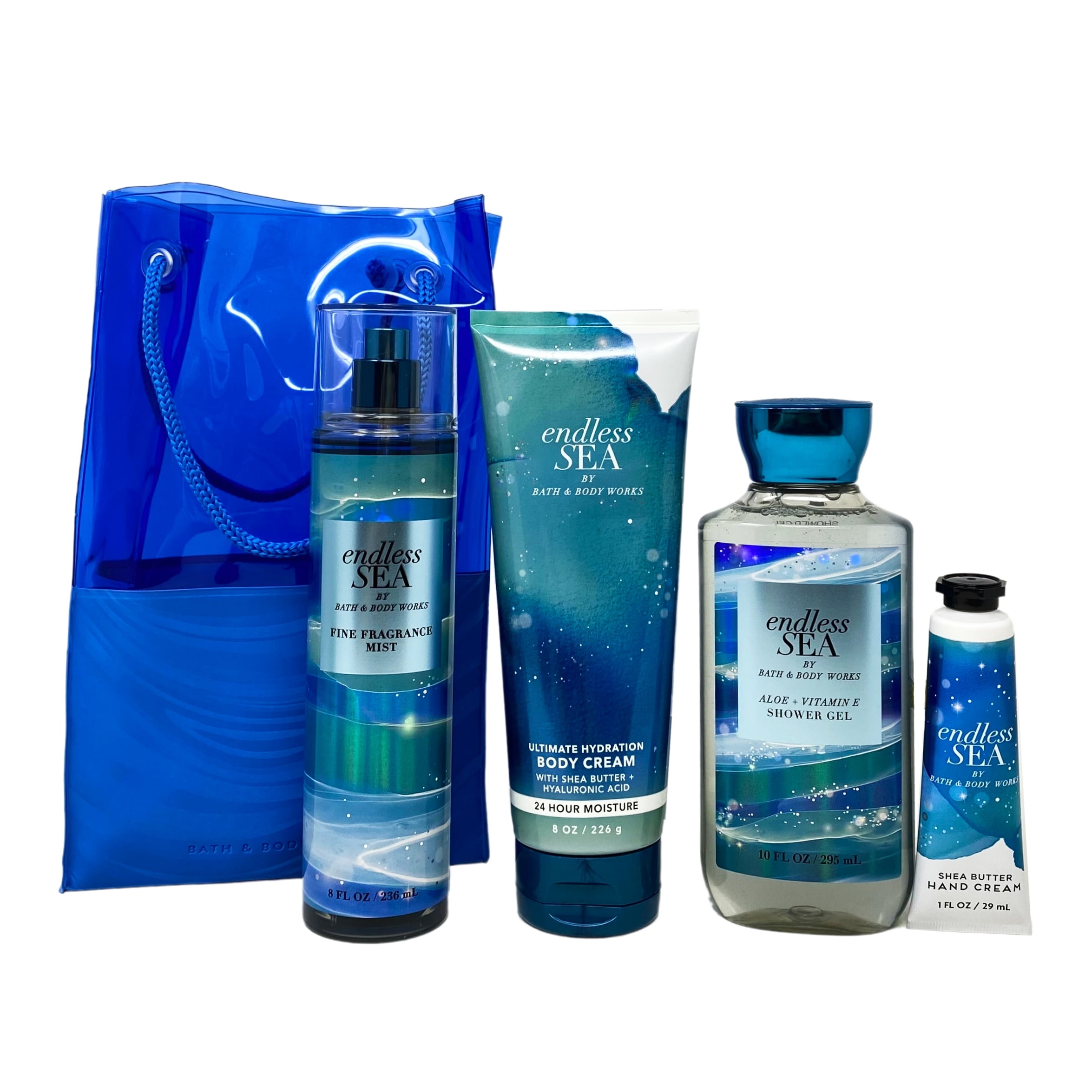 Bath and Body Works Endless Sea 4pc Gift Bag Set - Full Size with