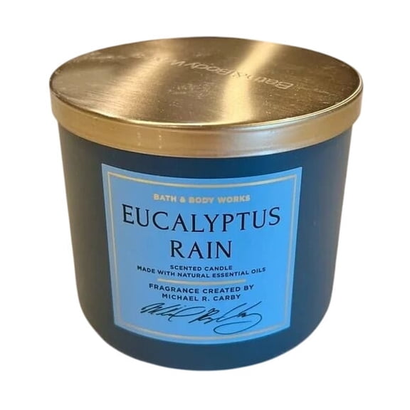Bath and Body Works Eucalyptus Rain Scented Candle 3-Wick with Natural Essential Oils (14.5 oz / 411 g)