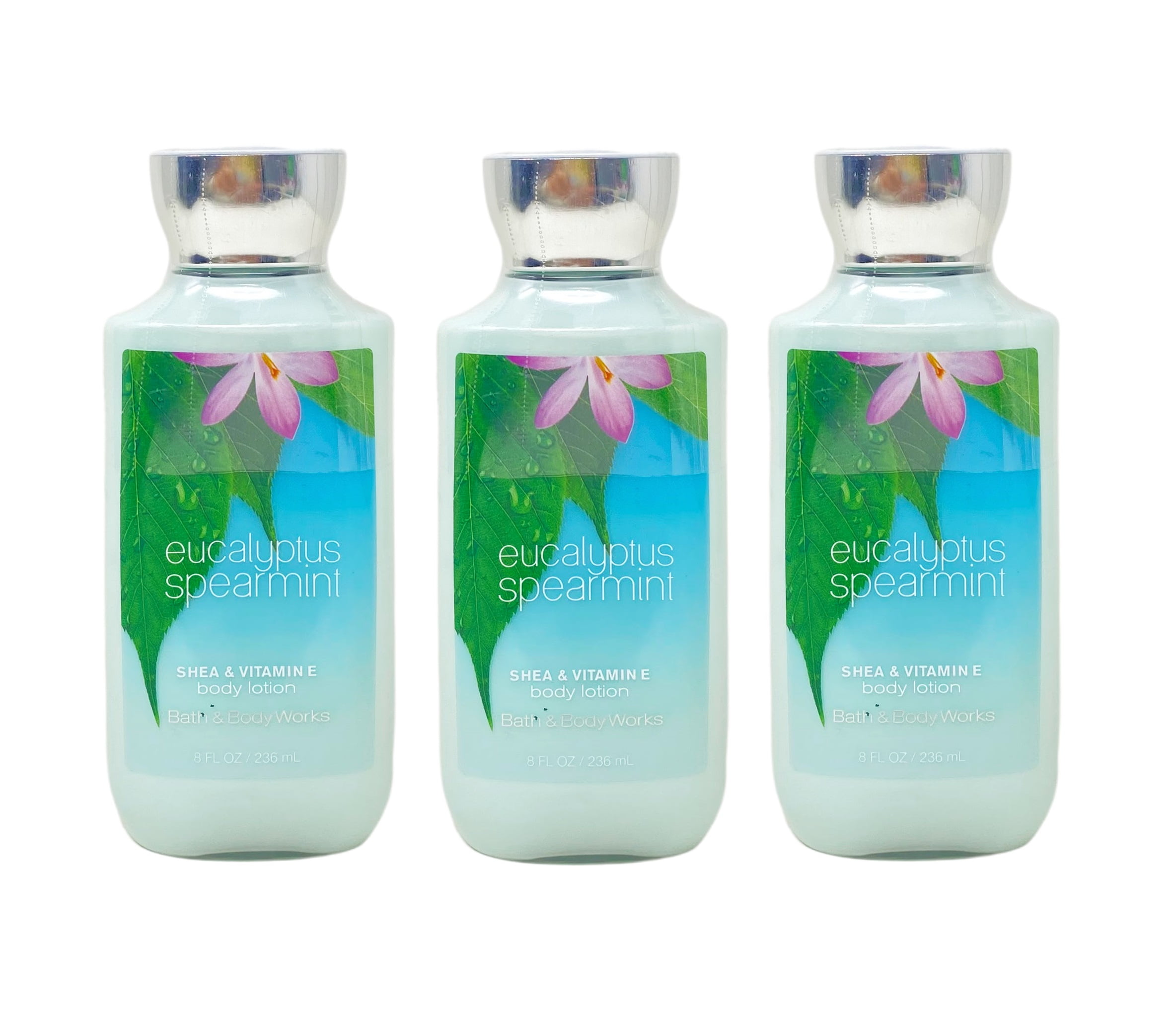 Bath and Body Works Eucalyptus Spearmint 3 Pack Shea & Vitamin E Body Lotion Set - Full Size