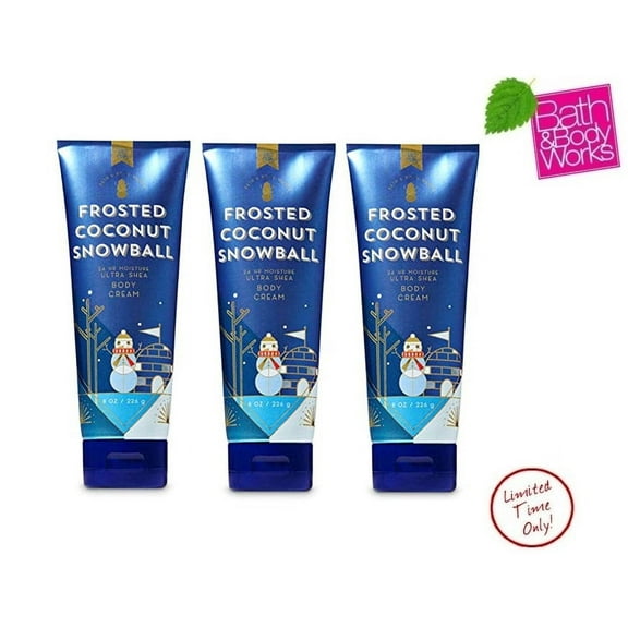 Bath and Body Works FROSTED COCONUT SNOWBALL LOT of 3 Ultra Shea Body Cream Gift Set Full Size