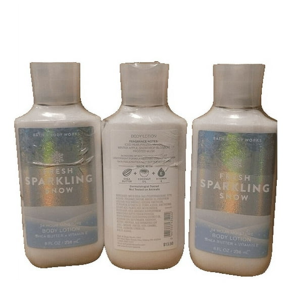 Bath and Body Works Fresh Sparkling Snow 3 Pack 24 Hour Moisture Body Lotion Set - Full Size