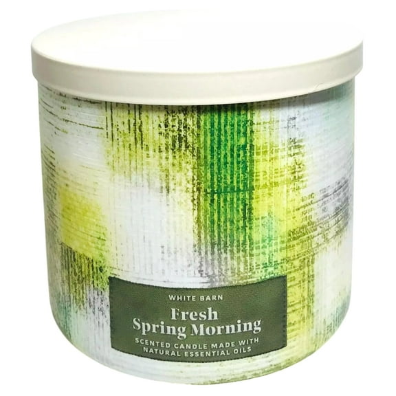 Bath and Body Works Fresh Spring Morning (White Barn) Scented Candle with Natural Essential Oils (14.5 oz / 411 g)