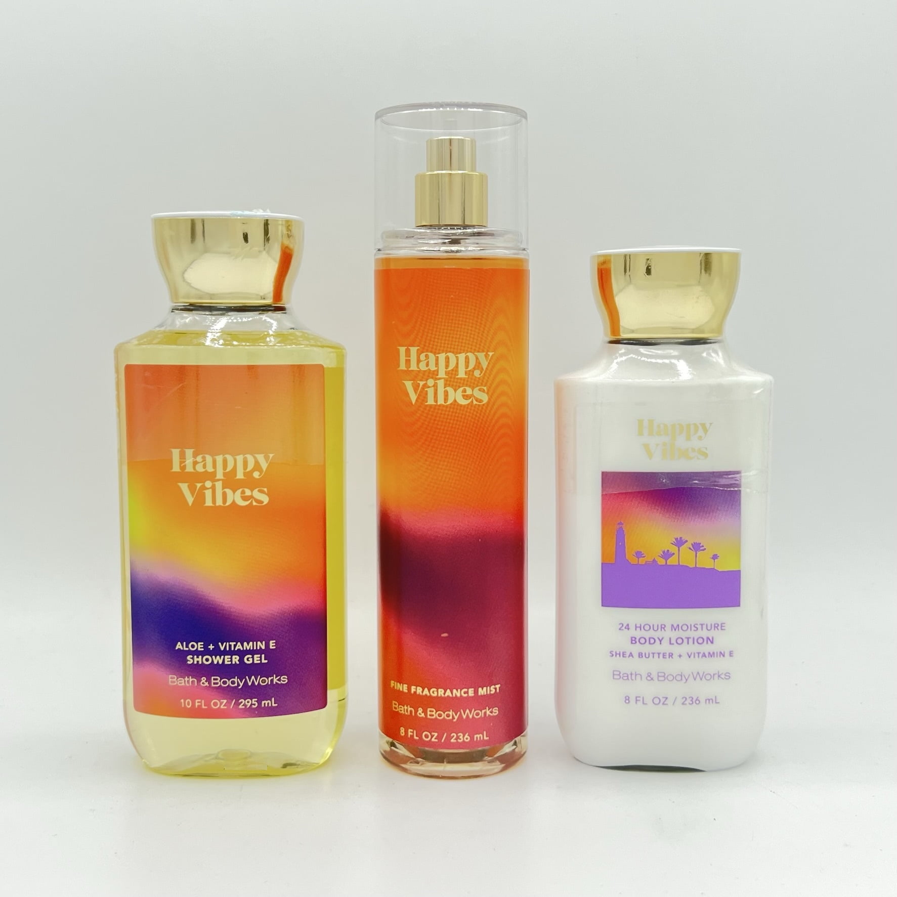 Bath and Body Works Happy Vibes Shower Gel, Fine Fragrance Mist and