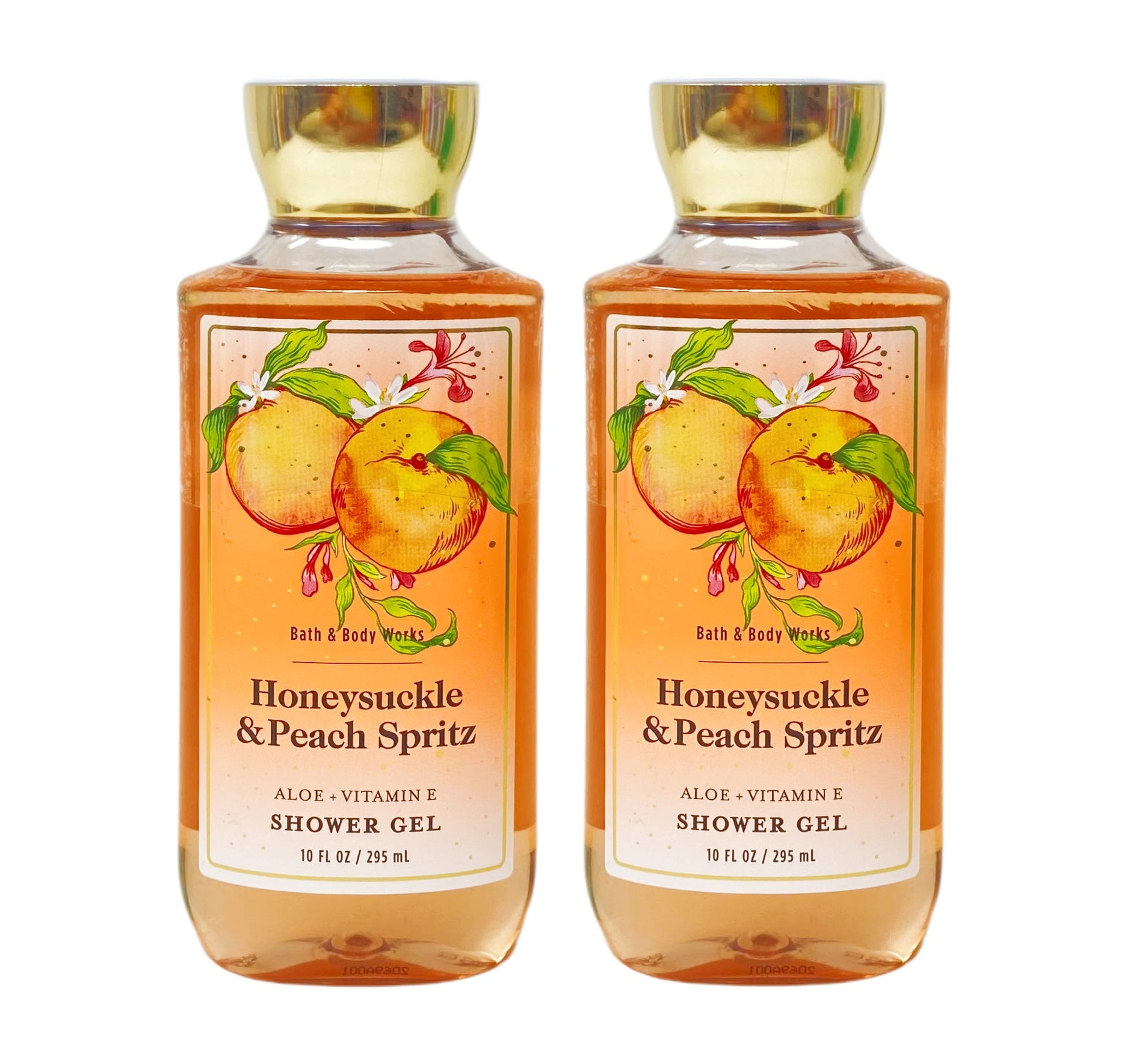 Bath and Body Works Honeysuckle & Peach Spritz 2 Pack Shower Gel Set