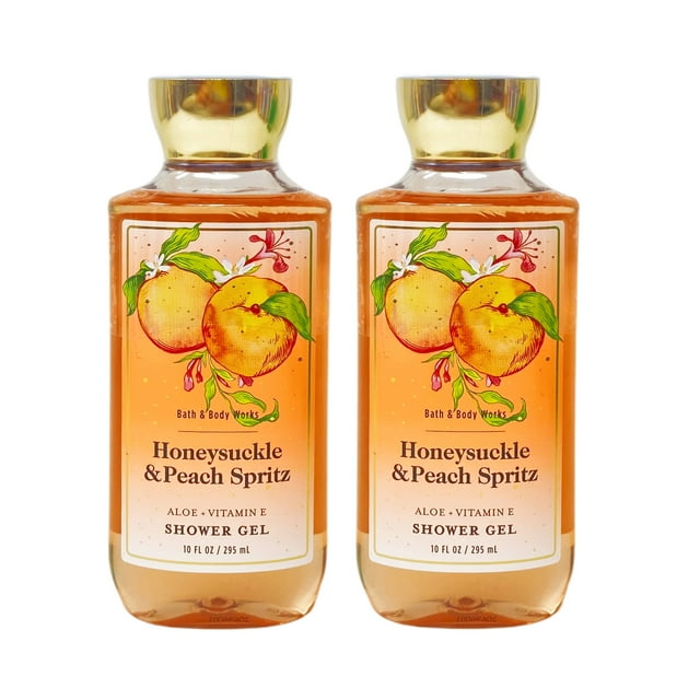 Bath and Body Works Honeysuckle & Peach Spritz 2 Pack Shower Gel Set