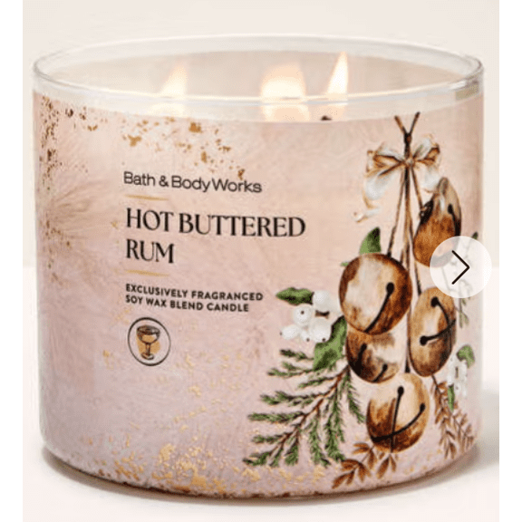 Bath and Body Works Hot Buttered Rum Scented 3-Wick Candle, Exclusively Fragranced Soy Wax Blend