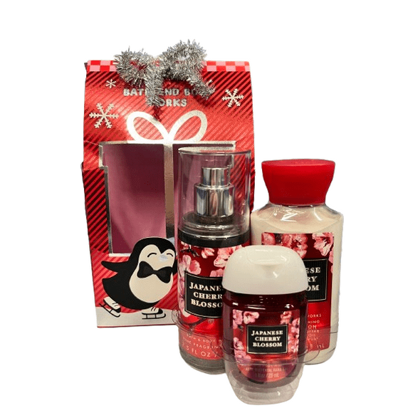 Bath and Body Works Japanese Cherry Blossom Gift Set Trio, Fragrance Mist, Body Lotion and Hand Gel, Travel Size - Packaging May Vary