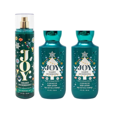 Bath and Body Works Joy Sugared Snickerdoodle 3 Piece Gift Set - Fragrance Mist and 2 Body Lotions - Full Size