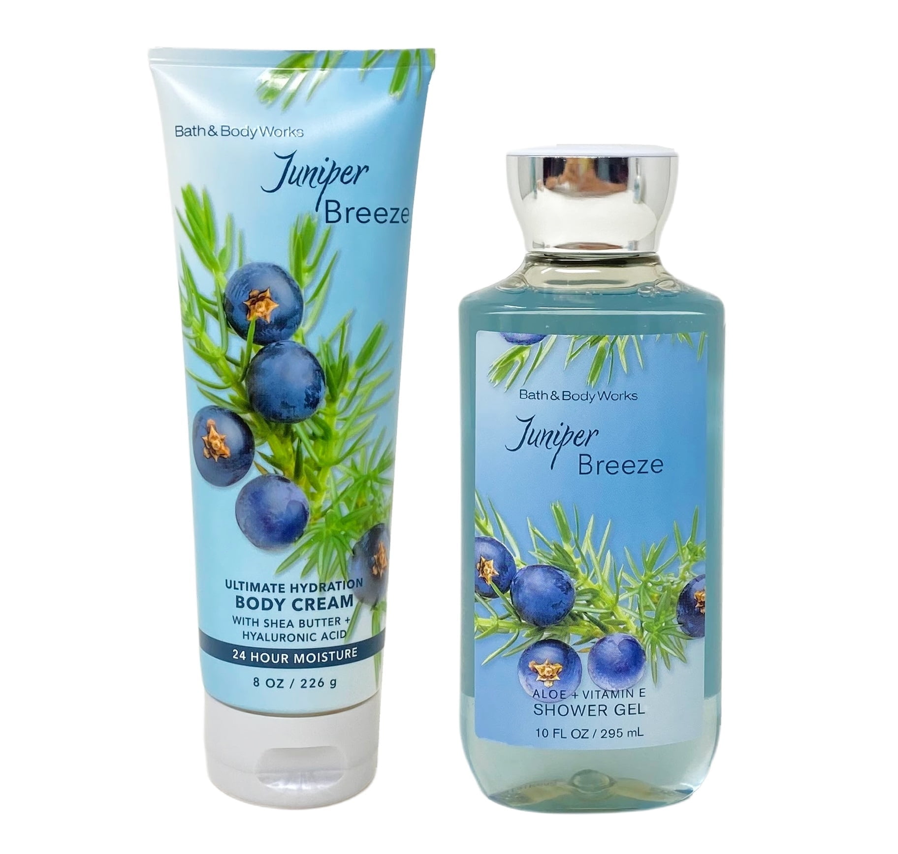 Bath and Body Works Juniper Breeze 2 Piece Bundle Body Cream and Shower Gel Full Size