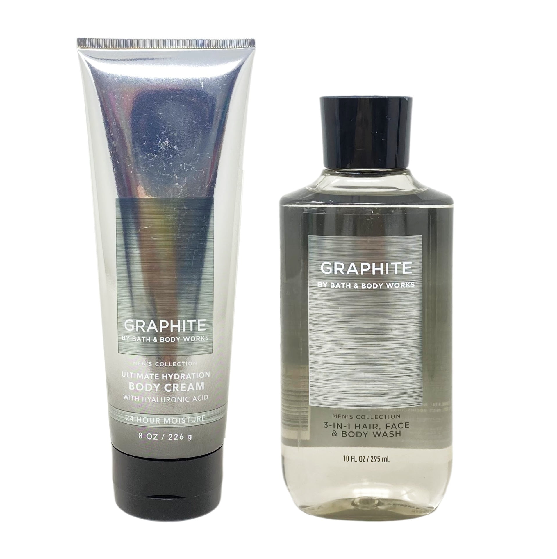 Bath and Body Works Men's Collection Graphite Duo Gift Set - Body Cream and 3-in-1 Hair, Face & Body Wash - Full Size