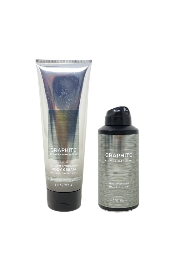 Bath and Body Works Men's Collection Graphite Duo Gift Set - Body Cream and Body Spray - Full Size