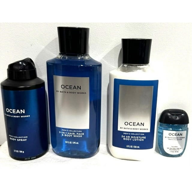 Bath and Body Works Ocean Body Care Bundle Body Lotion, Body Wash, Deodorizing Body Spray and