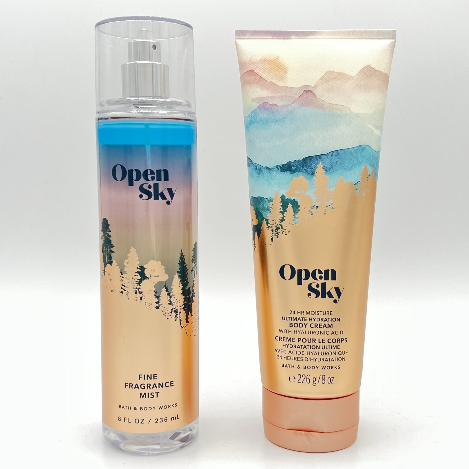 Bath and Body Works Open Sky 8oz Fine Fragrance Mist and 8oz Ultimate Hydration Body Cream 2 Piece Set