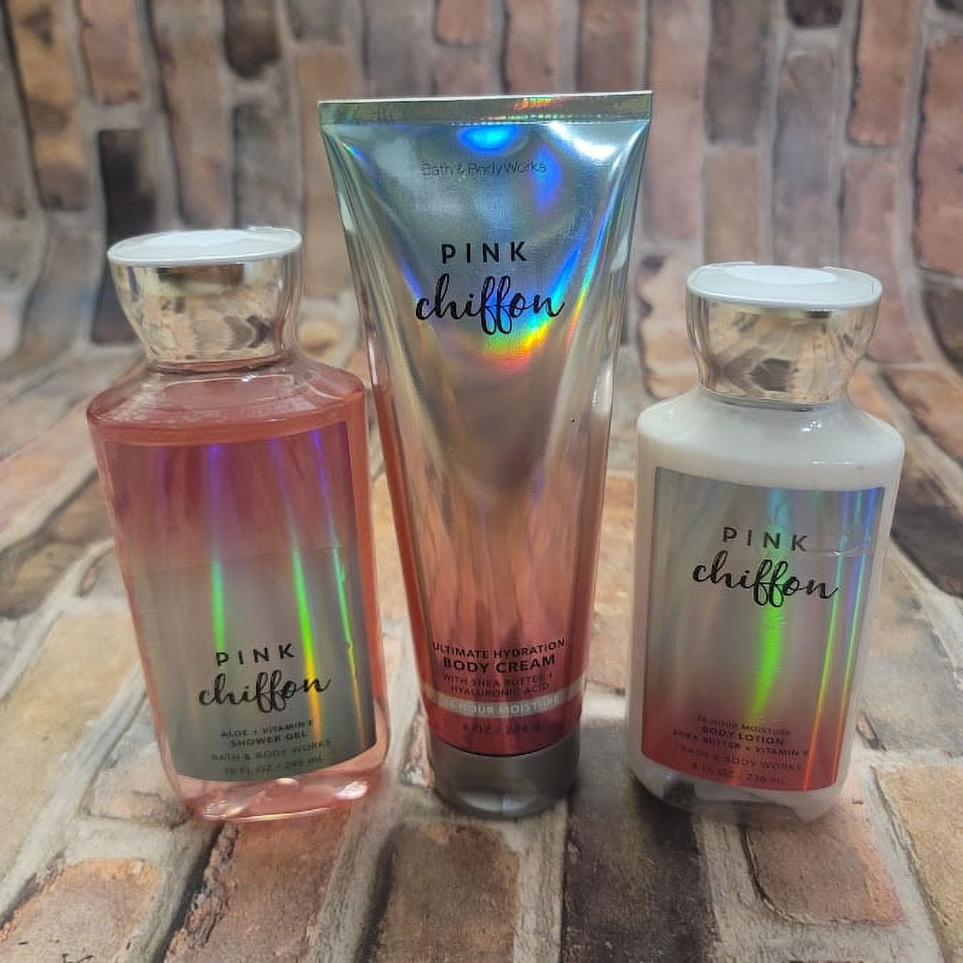 Bath and Body Works Pink Chiffon 10oz Shower Gel, 8oz Body Cream