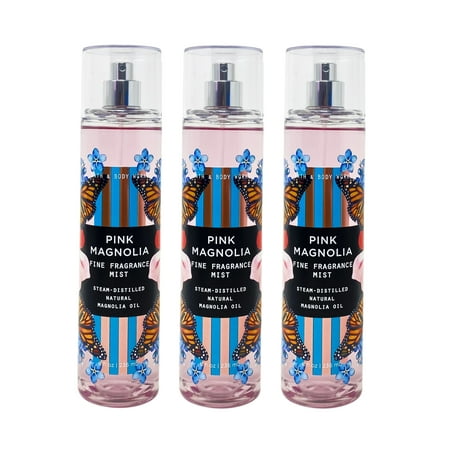 Bath and Body Works Pink Magnolia 3 Pack Fine Fragrance Mist Set - Full Size