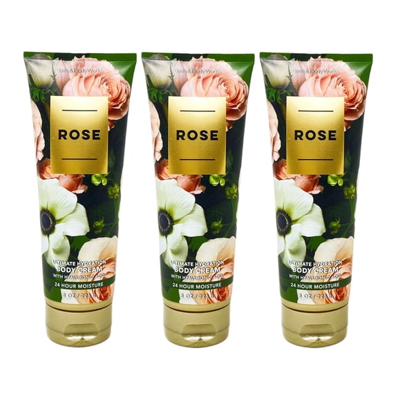 Bath and Body Works Rose Ultimate Hydration Body Cream Trio Gift Set - Includes 3 Ultimate Hydration Body Creams - 8 oz / 226 g each