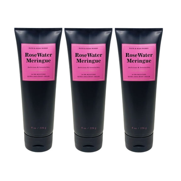 Bath and Body Works Rose Water Meringue Ultra Shea Body Cream Trio Gift Set - Full Size