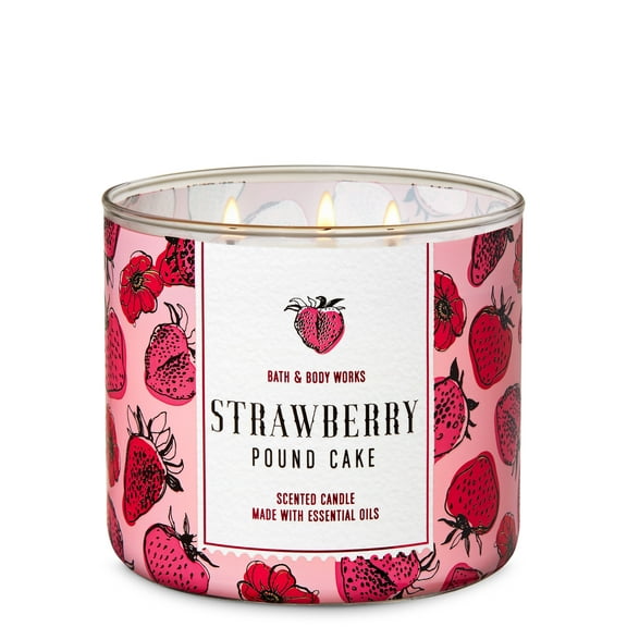 Bath and Body Works STRAWBERRY POUND CAKE 3-Wick Candle 14.5 Ounce