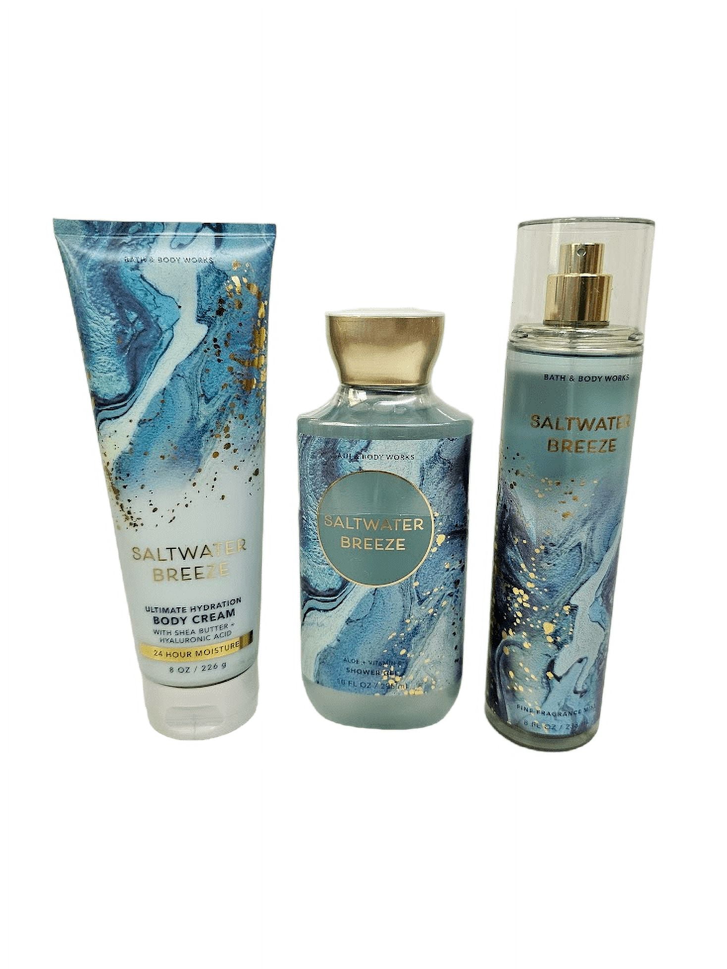 Bath and Body Works Saltwater Breeze Set of 3 Shower Gel, Body Spray