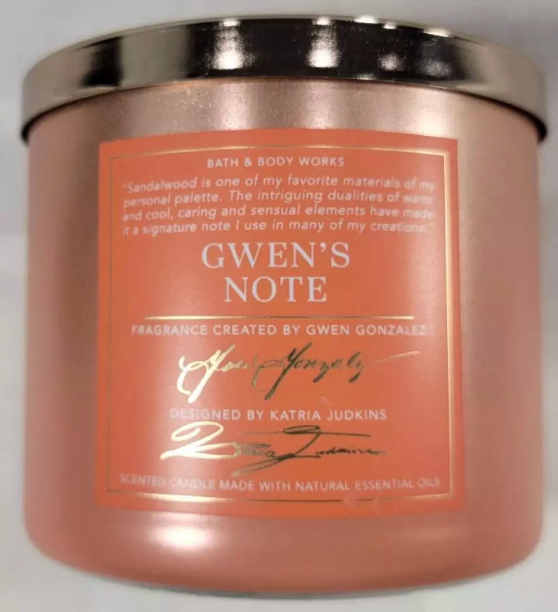 Bath and Body Works Scented Candles gwen's note 3 Wicks  14.5 OZ