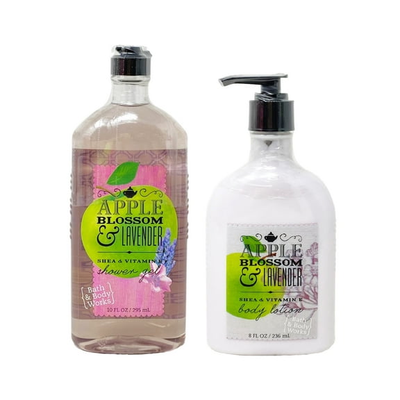 Bath and Body Works Signature Collection Apple Blossom & Lavender Duo Bundle -Shower Gel and Body Lotion - Full Size