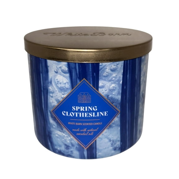 Bath and Body Works Spring Clothesline White Barn Scented Candle with Natural Essential Oils (14.5 oz / 411 g)
