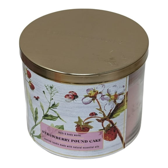 Bath and Body Works Strawberry Pound Cake Scented 3-Wick Candle (14.5 OZ / 411 G)
