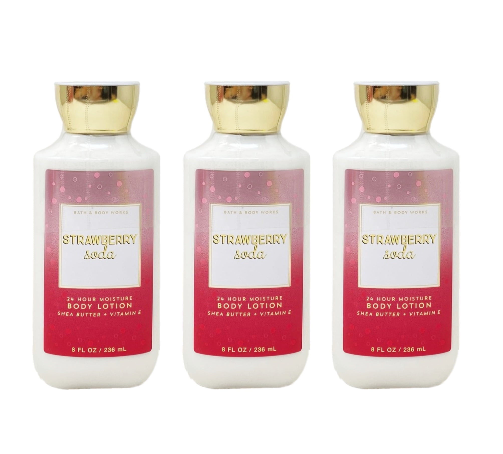 Bath and Body Works Strawberry Soda 3 Pack 24 Hour Moisture