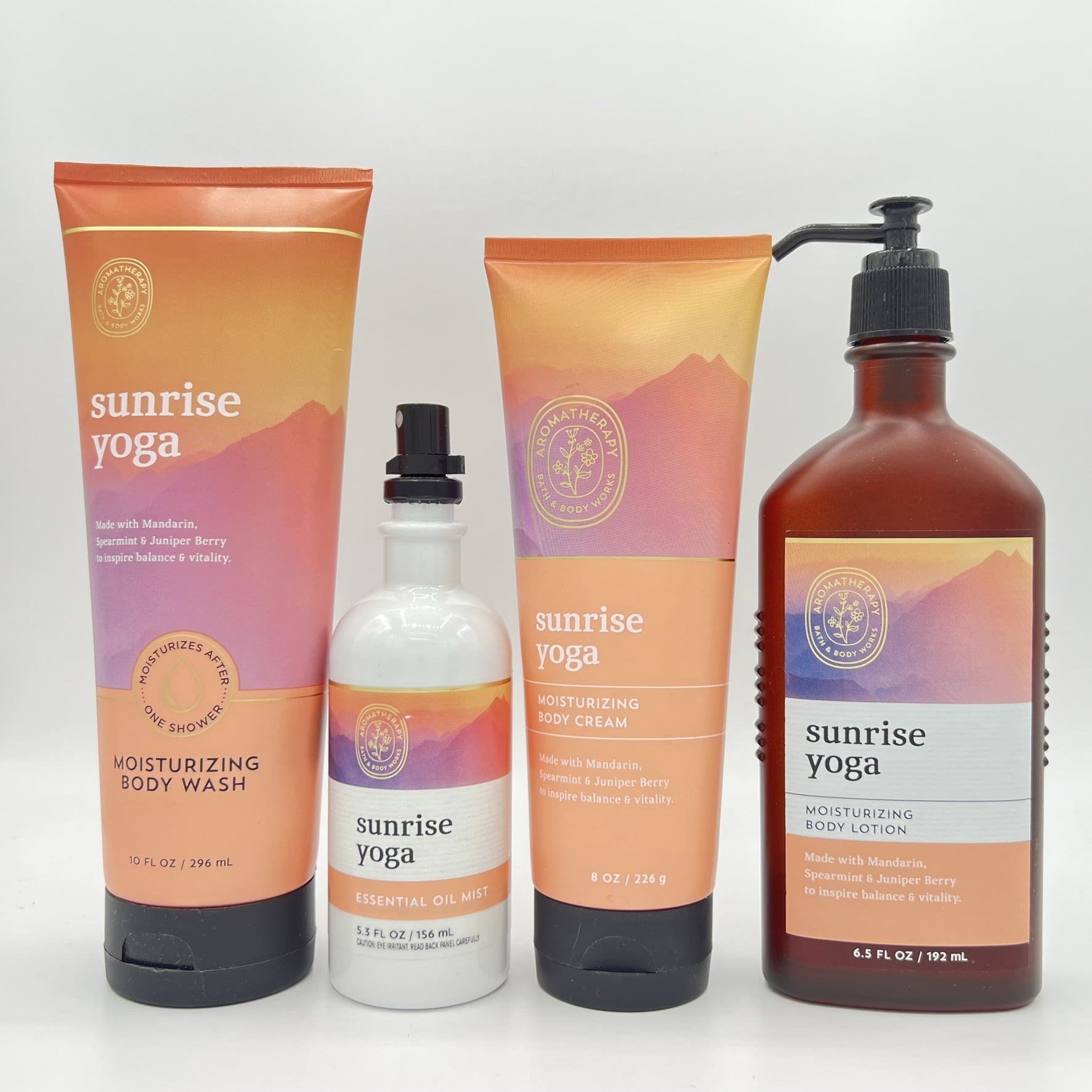 Bath and Body Works Sunrise Yoga 4Piece Bundle Moisturizing Body Wash