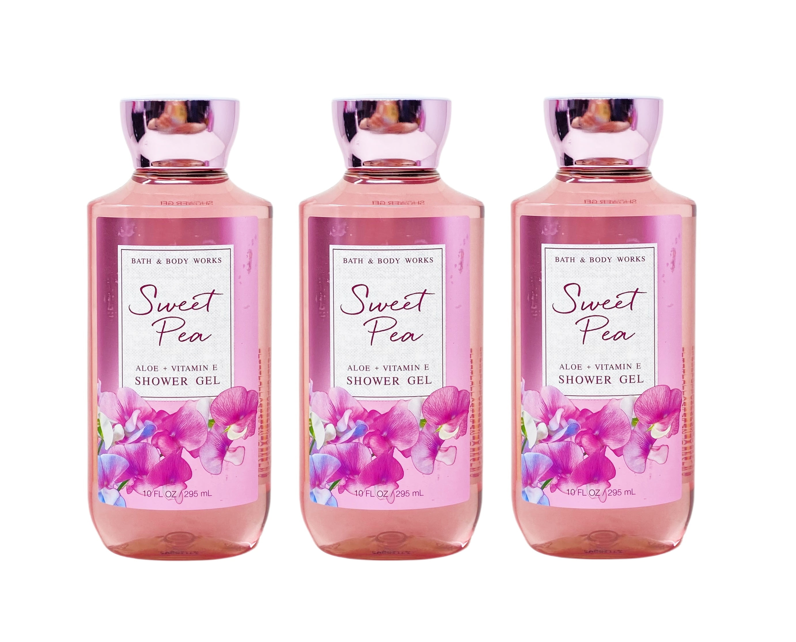 Bath and Body Works Sweet Pea Aloe + Vitamin E Shower Gel Gift Set - Pack of 3