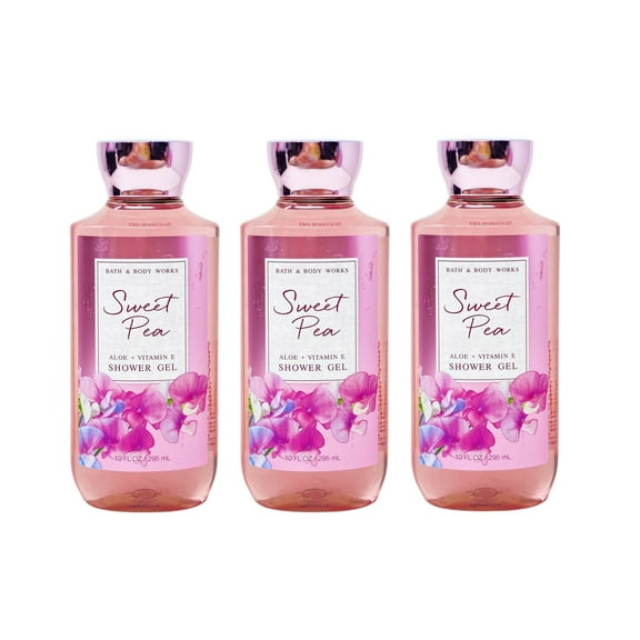 Bath and Body Works Sweet Pea Aloe + Vitamin E Shower Gel Gift Set - Pack of 3