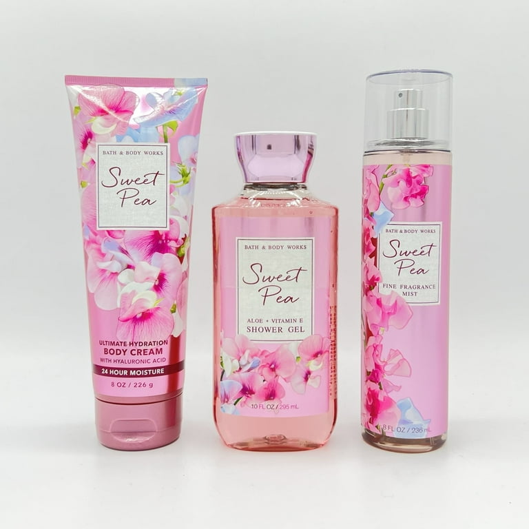 Bath and Body Works Sweet Pea 3-Piece Bundle: Body Cream, Shower