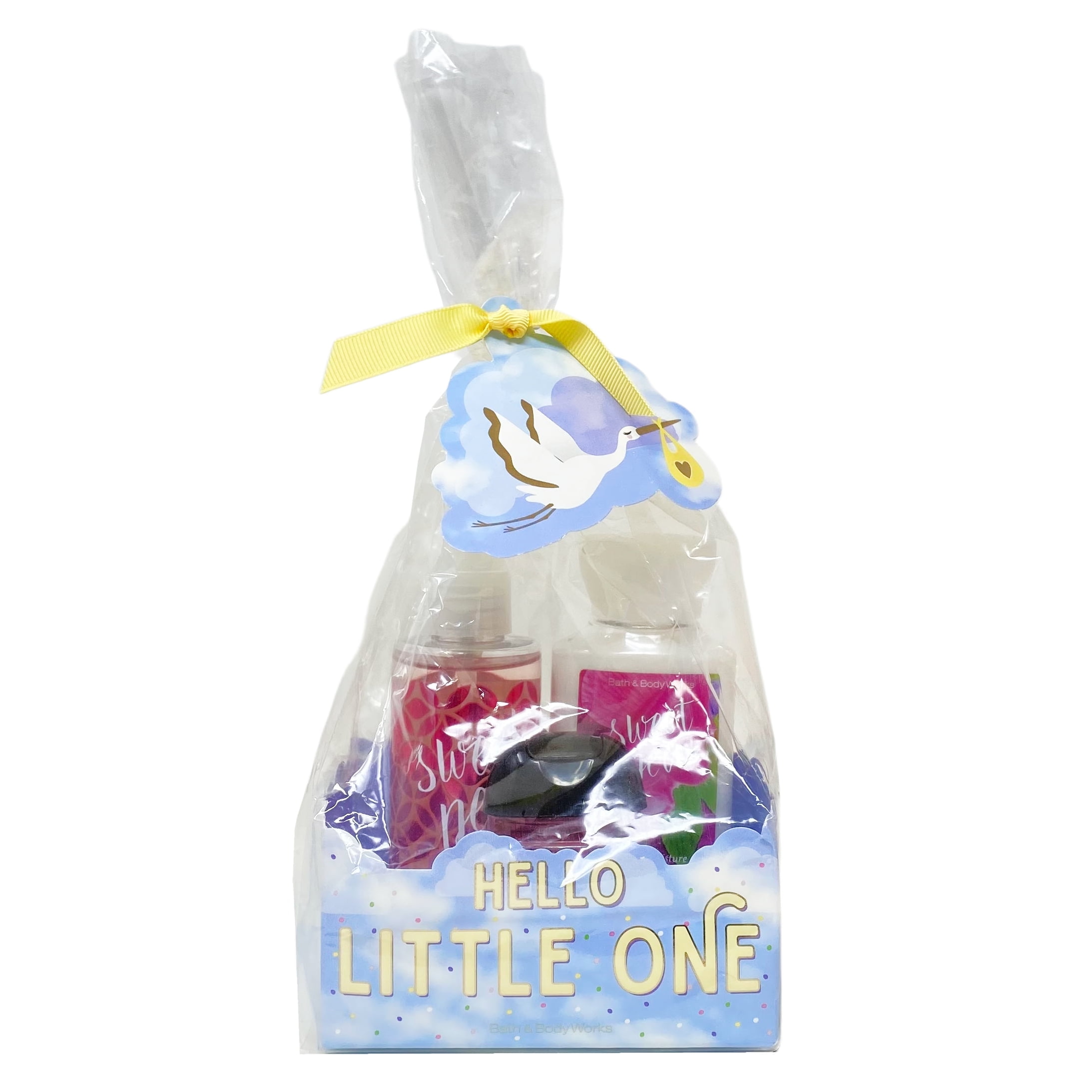 Bath and Body Works Sweet Pea Hello Little One Gift Set Bag - Fragrance Mist - Body Lotion - Hand Gel