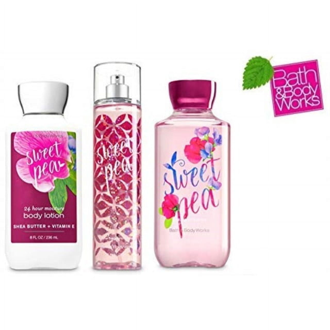 Bath and Body Works Sweet Pea Set, Body Lotion, Shower Gel and Fragrance Mist, Full Size