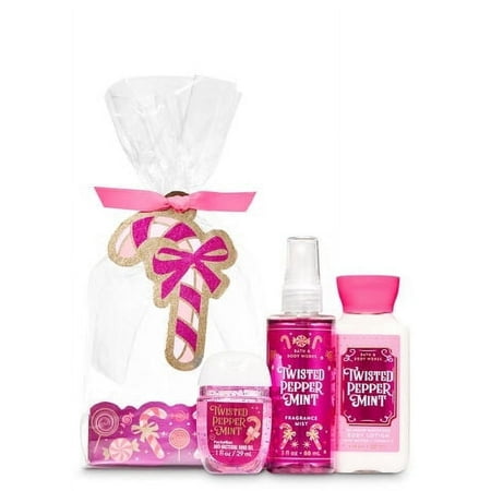 Bath and Body Works TWISTED PEPPERMINT Candy Cane Mini Gift Set 3-pc Travel Size