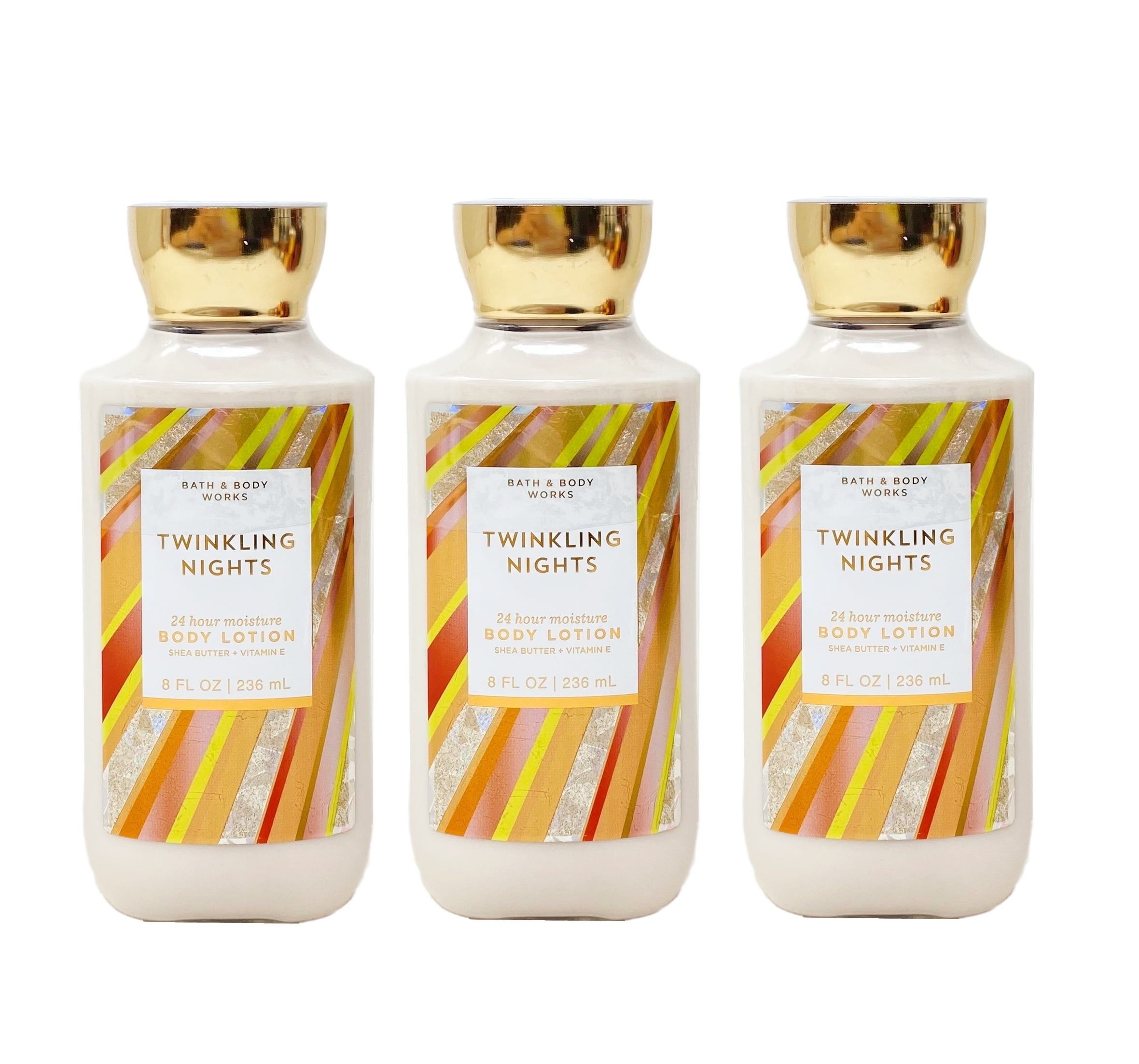 Bath and Body Works Twinkling Nights 3 Pack 24 Hour Moisture Body Lotion Set - 8 fl oz / 236 mL each