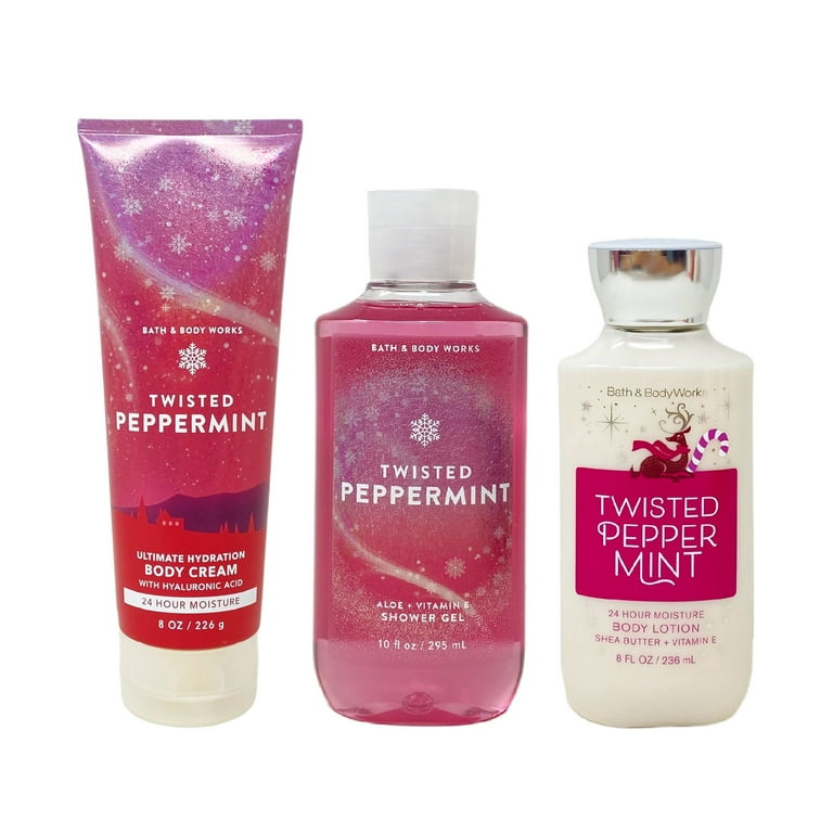 Bath and Body Works Twisted Peppermint 3 Piece Gift Set