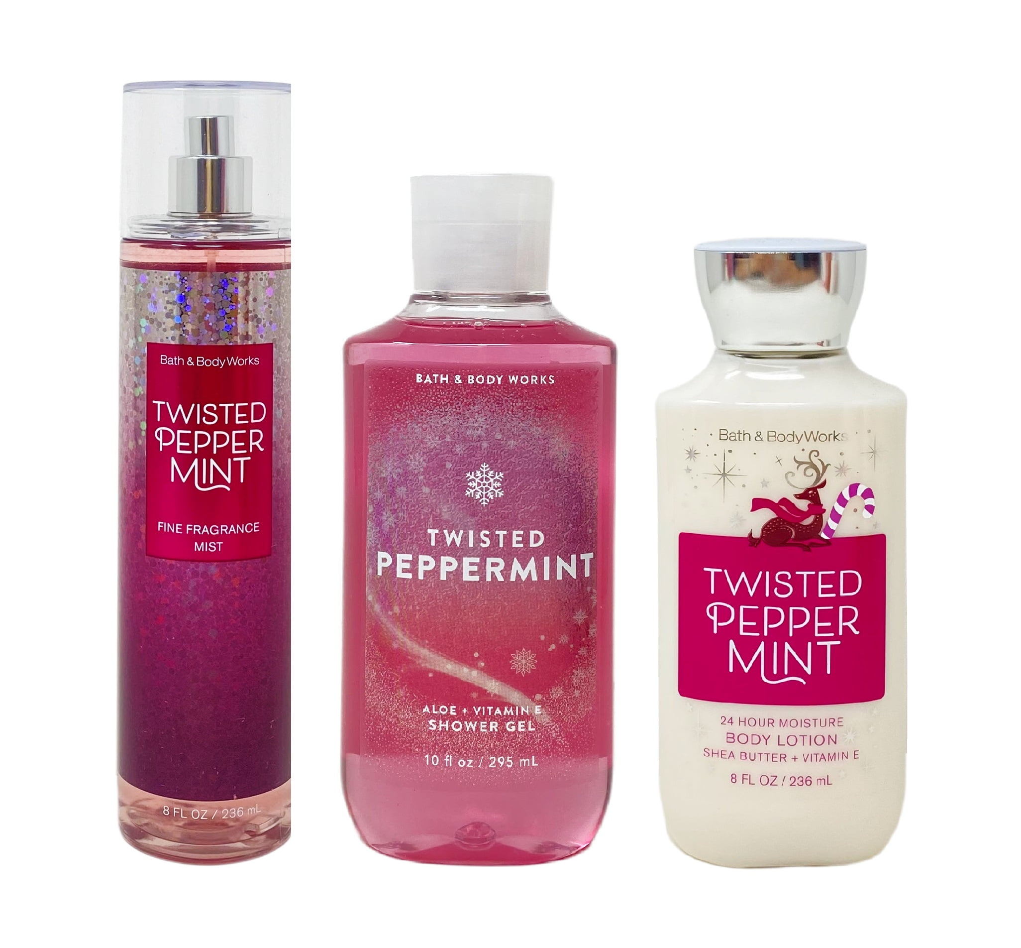 Bath Body Works Twisted Peppermint Trio Gift Set, Fragrance Mist