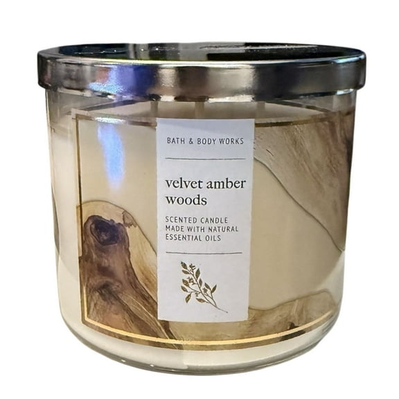 Bath and Body Works Velvet Amber Woods 3-Wick Scented Candle (14.5 oz / 411 g)