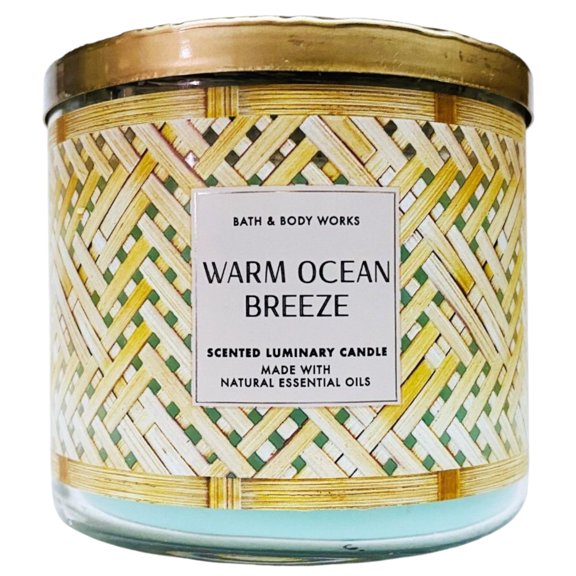 Bath and Body Works WARM OCEAN BREEZE Large 3-Wick Scented Candle (14.5 Oz / 411 g)