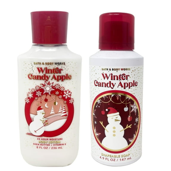 Bath and Body Works WINTER CANDY APPLE Gift Set Duo - Includes 24 HR Moisture Body Lotion and Shapeable Soap - Full Size