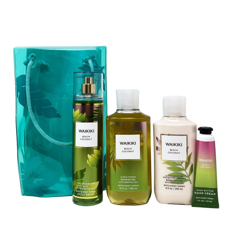 Bath and Body Works Waikiki Beach Coconut 4 Piece Gift Bag Set