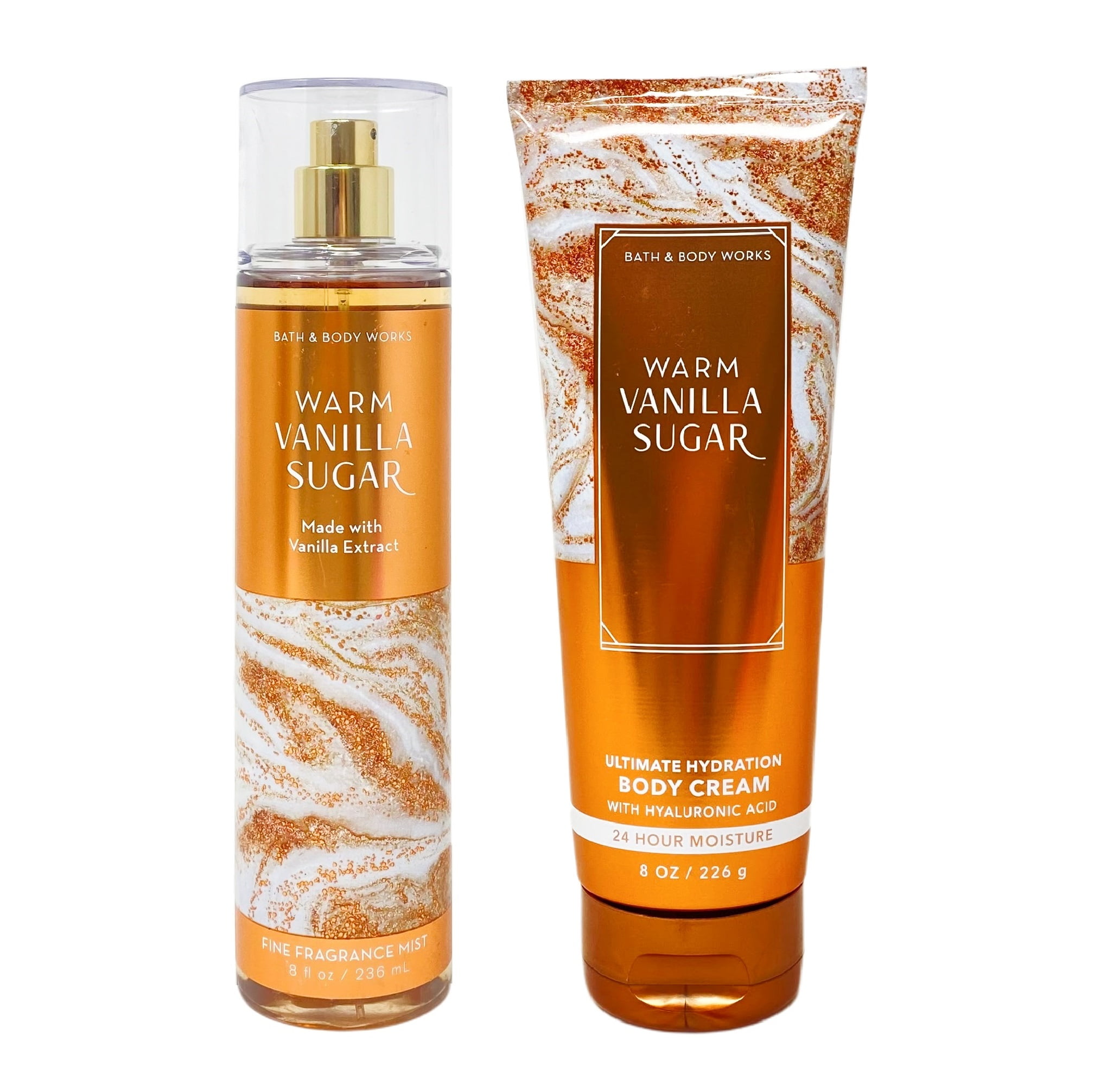 Bath and Body Works Warm Vanilla Sugar 2 Piece Gift Set - Fragrance Mist  and Body Cream - Full Size 