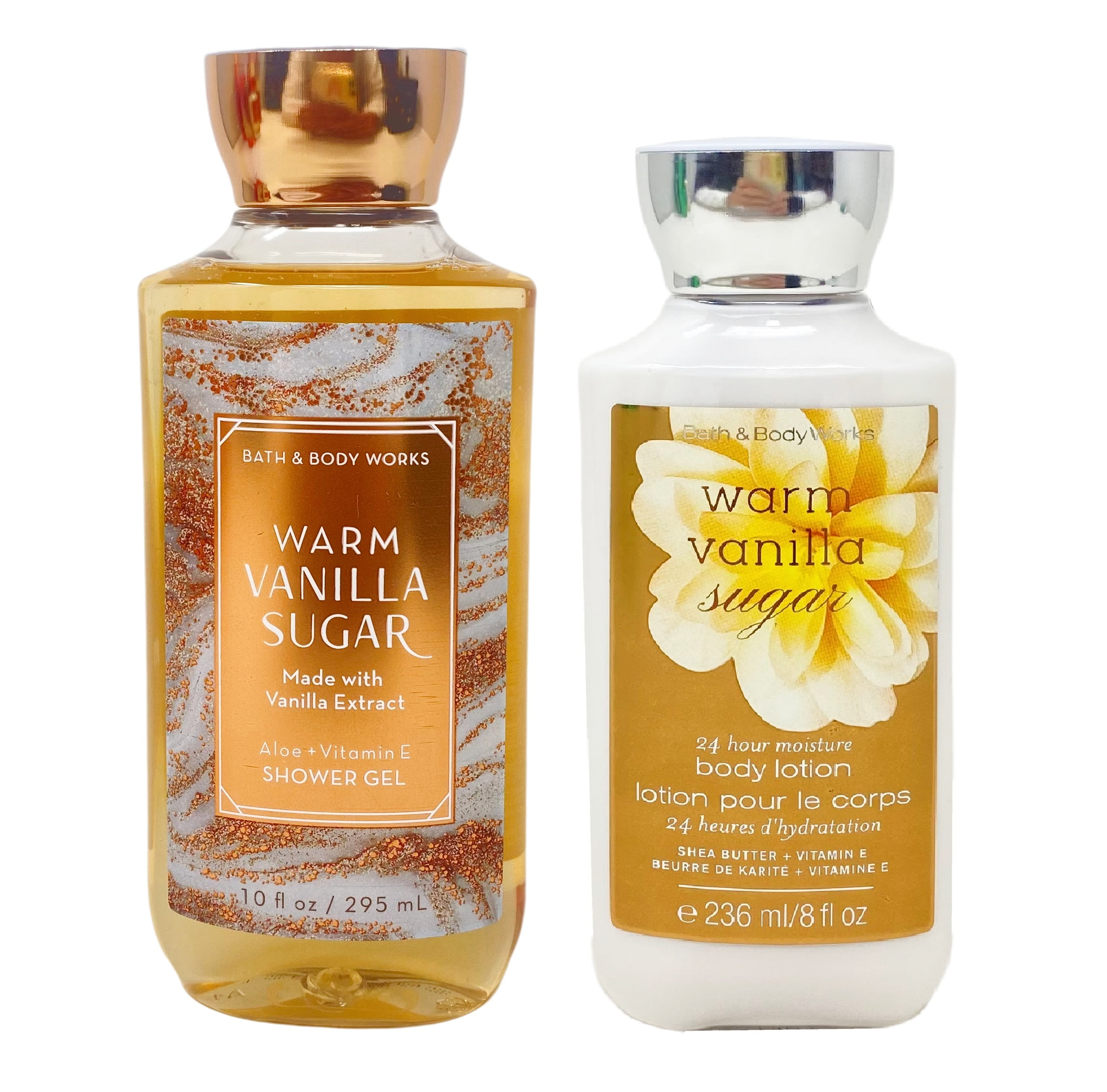 Bath and Body Works Warm Vanilla Sugar 2 Piece Gift Set - Includes 10 fl oz / 295 mL Shower Gel and 8 fl oz / 236 mL Body Lotion