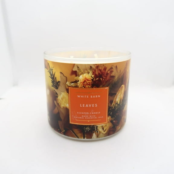 Bath and Body Works, White Barn 3-Wick Candle w/Essential Oils - 14.5 oz - 2022 Thanksgiving Day Scents! (Leaves)