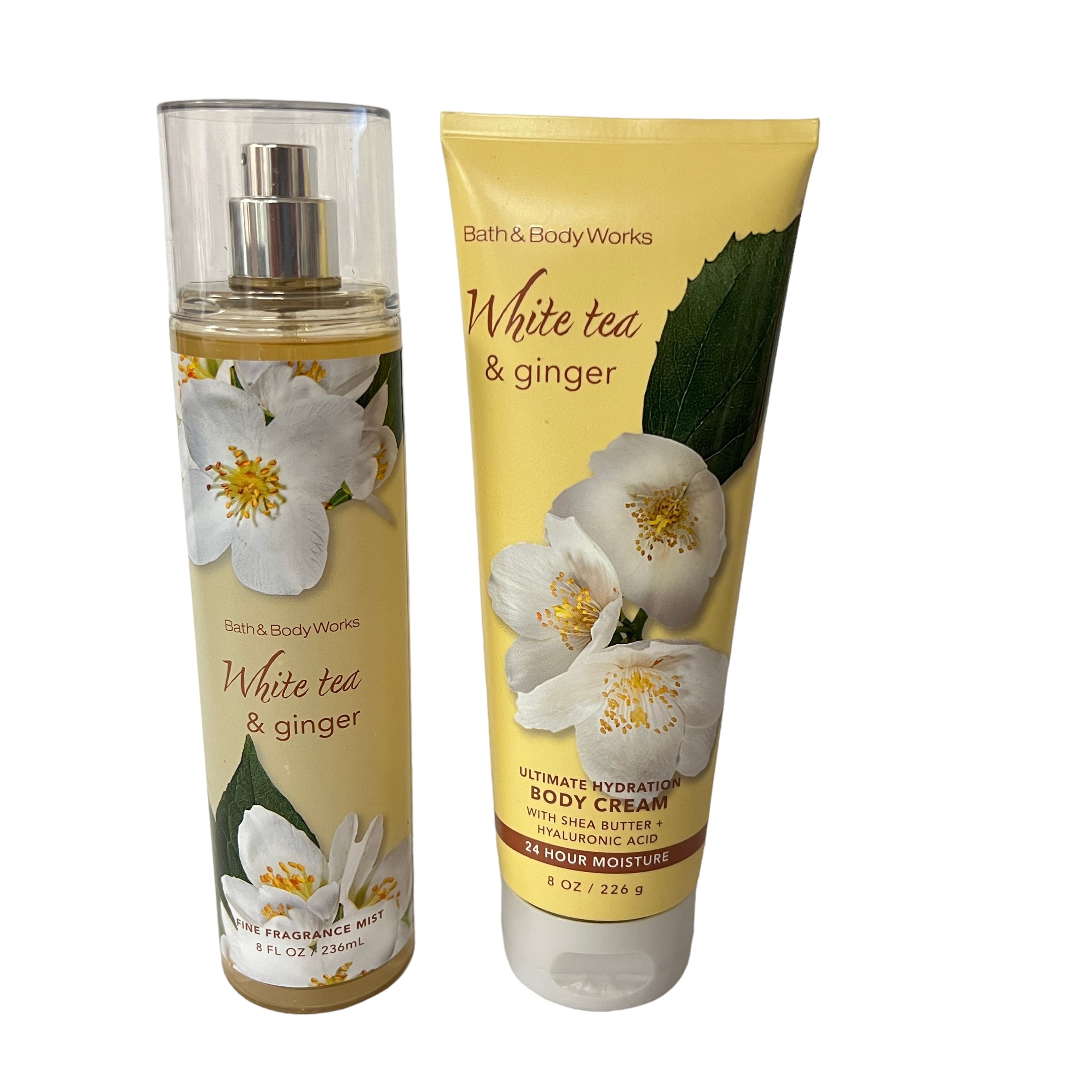 Bath and Body Works White Tea & Ginger Fragrance Mist & Body Cream Set