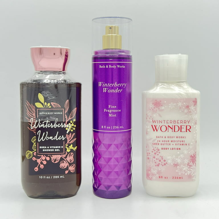 Bath and Body Works Winterberry Wonder Shower Gel, Fine Fragrance Mist and  Body Lotion 3-Piece Bundle 