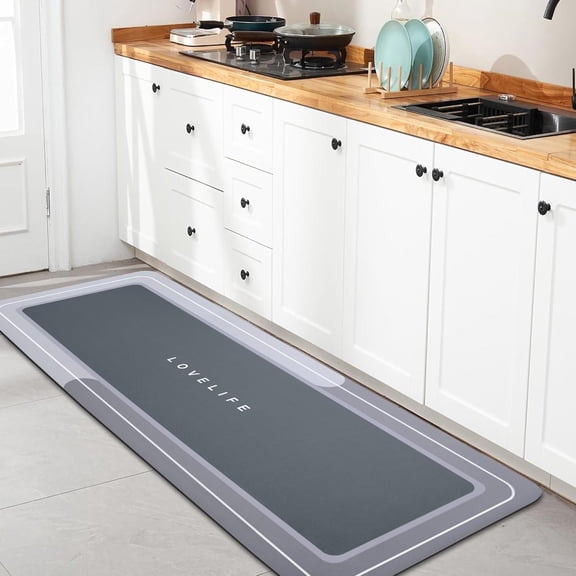 Bath mat Rubber Bathroom Mat-Quick Dry Absorbent Rug Non-Slip Thin Bathroom Rug Instant Dry Magic Bath mats for Bathroom Floor Mat in Front of Bathtub, Sink, Grey,20x27in