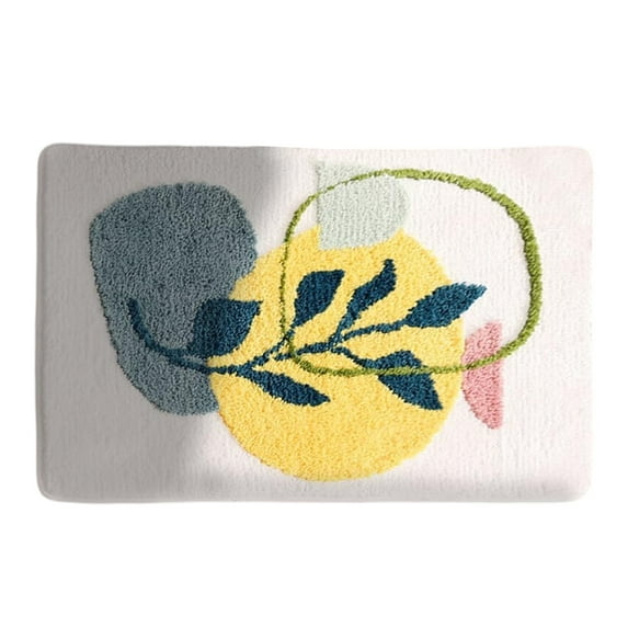 Bath mat Rug Boho Plant Abstract Art Leaf Colorful Washable Bathroom Rugs,Non-Slip Shaggy Water Absorbent Flocking Microfiber Soft Fluffy Botanical Bathmats Doormats Rectangle 40*60cm - Style 4